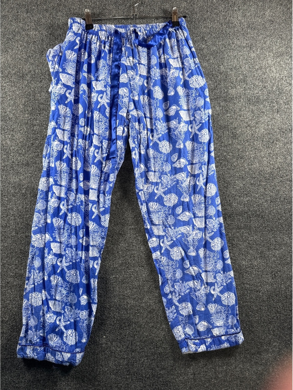 B Soft Women’s Small Blue White Seashell Print Pajama Pants Bamboo Rayon Cotton